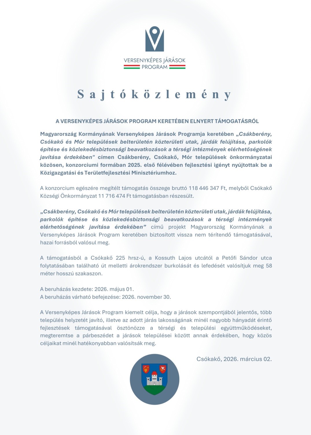 Sajtóközlemény